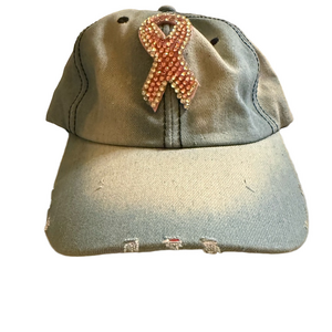Denim Cap with Pink Ribbon Accent NWOT